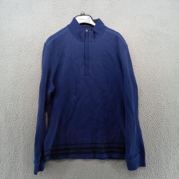 Hugo Boss‎ Sweater Mens Large Blue Cotton Knit 1/4 Zip Pullover Regular Fit - Picture 1 of 9